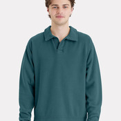 Garment-Dyed Polo Collar Sweatshirt